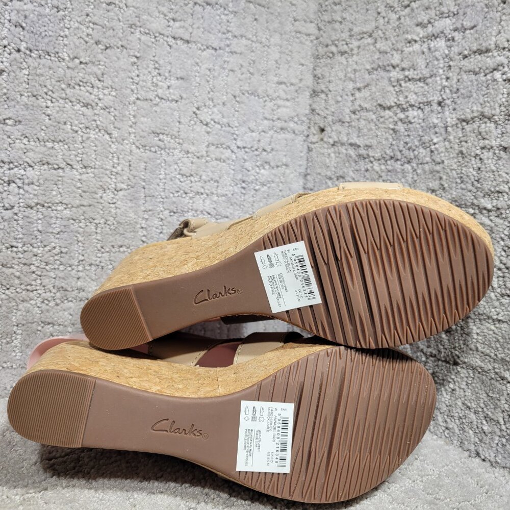 Clarks Annadel Bari Sand Leather Nubuck Wedge Sandals Womens Size 8.5,10,11 NEW - Picture 7 of 15